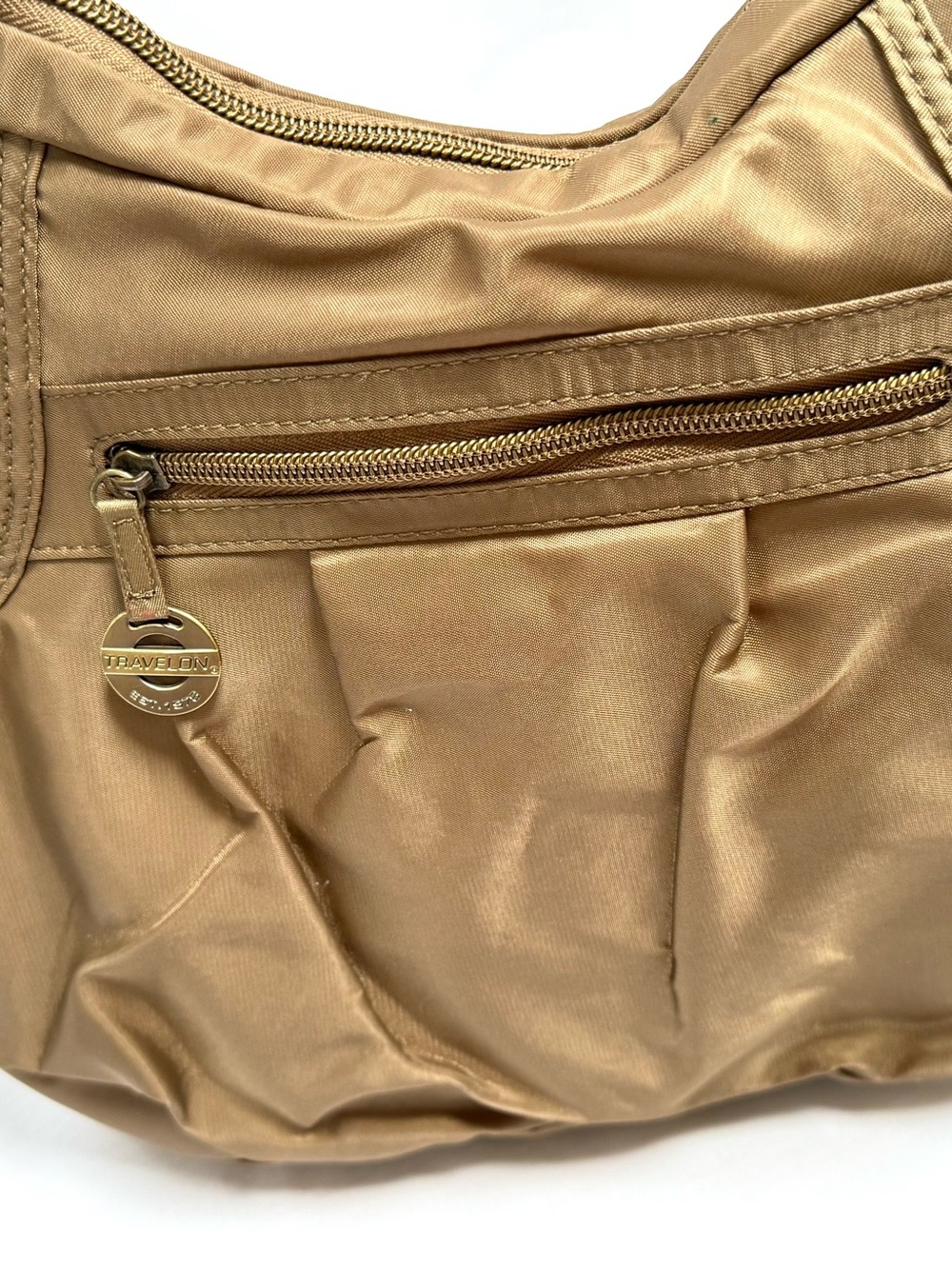New Travelon Anti-Theft Crossbody Bag and Safe ID Wallet Set Gold NWT Travel - Picture 5 of 14